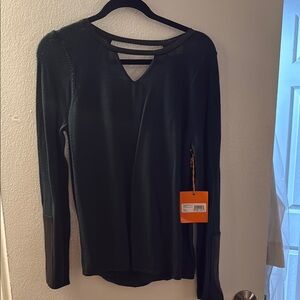 Ramy Brook Green & Black Asymmetrical Long Sleeve Sweater